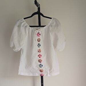 Vintage Hungarian Peasant Top With Embroudery Size:Medium